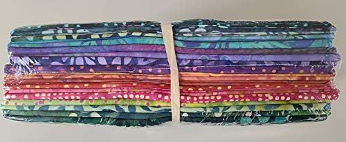 Пакет на половин ярд - Joy Batiks В грах с флорални мотиви, Сини, Пурпурни, Розови, Зелени, 20 парчета Памучен плат Boundless от