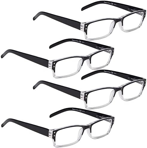 LUR 4 Опаковки класически очила за четене + 3 опаковки на метални очила за четене в полукръгла рамка (общо 7 двойки ридеров + 2,25)