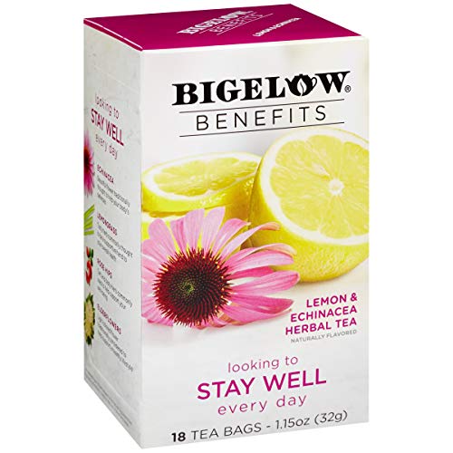 Bigelow Benefits Wellness Teas Variety Pack, Смес от зелен чай Мача с кофеин и билков чай без кофеин, 18 броя (пакет от 6), общо
