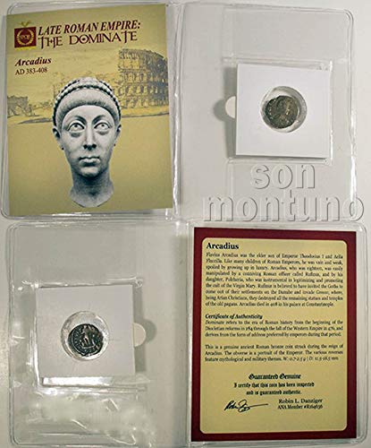 MITKO - Древнеримская бронзова монета в папката със сертификат за автентичност - ИСТИНСКИ РИМСКИ АРТЕФАКТ 383-408 години на нашата