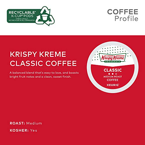 Krispy Kreme Classic в шушулка Keurig K-Cup на една порция, Кафе средно на печено, 0,33 грама (опаковка от 48 броя)