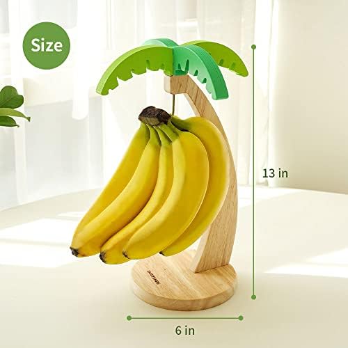 Държач за банани Dostende - Закачалка за банани от Дърво с плетене на една Кука от Неръждаема Стомана за Кухненски Плот