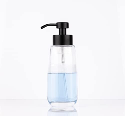 бутилка-опаковка за Пенящегося сапун за ръце от Прозрачно Стъкло 15 грама с матиран черен метален помпа - за многократна употреба