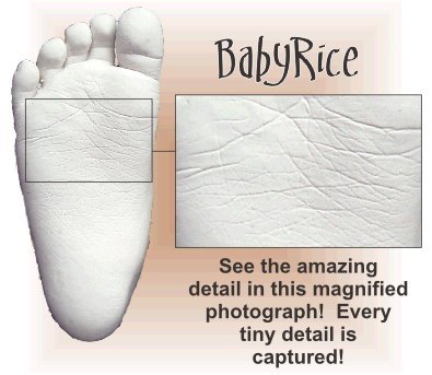 BabyRice Нов Комплект за детска леене с розова рамка на дисплея, 3D Box размер 6x5 инча / Розов стена / Бяла подложка / Бронзова