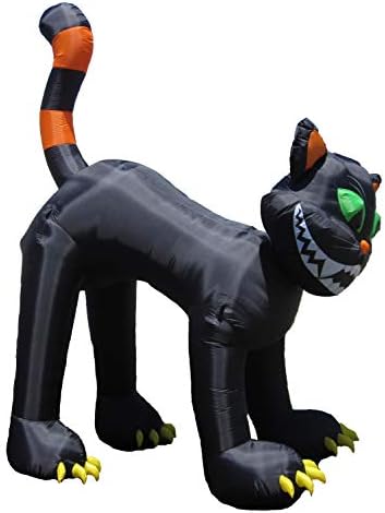 Комплект от две декорации за парти в чест на Хелоуин, включва анимирани надуваема черна котка с височина 11 метра и В Конника без