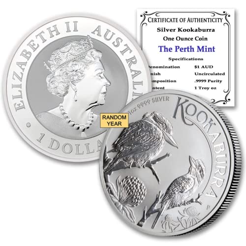 1990 Р - до Момента (Случаен година) на Australian партия (5) Сребърни монети Кукабурра с тегло 1 унция (в капсули) със сертификати