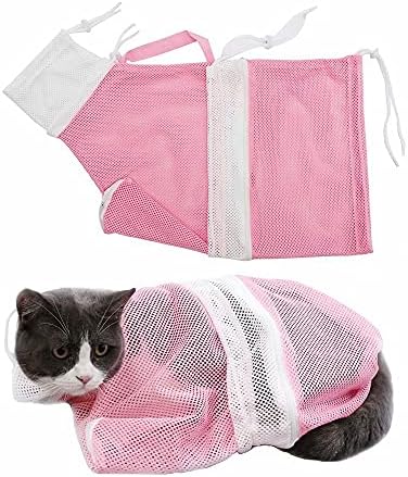 Чанта за къпане на котки Feiju, Чанта за грижа за котки срещу ухапване /Драскотини, регулируем мултифункционален мрежа за къпане