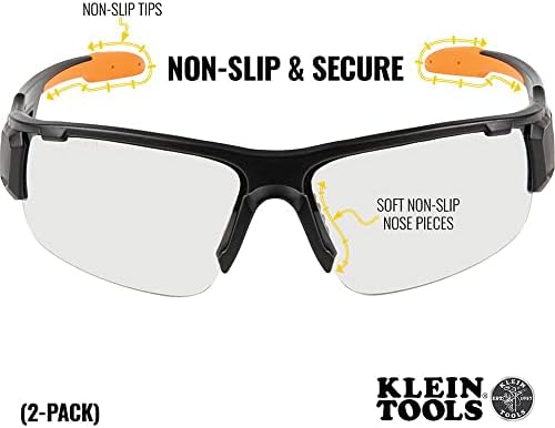 Защитни очила Klein Tools 60172, Професионални Защитни очила от ЛПС с полукадрой, Устойчиви на надраскване, устойчив на Мъгла, с