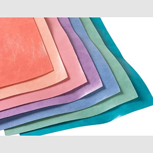 Caxilee Меки Цветни Листове от Изкуствена Кожа 7ШТ Формат А4, Масло Восъчни Листове от Гладка Кожа текстил за Diy от Кожа за Ръчна