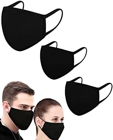 Черна тъканно маска за лице - Множество моющаяся Мъжки Модни Памучен Защитна маска за лицето и устата от прах - Дишаща Удобна маска