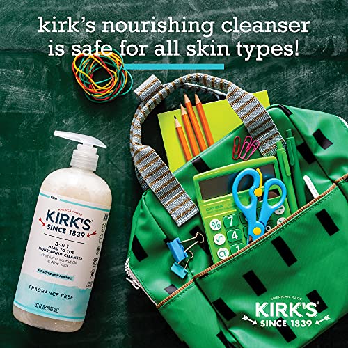 Течен сапун за измиване на тялото Kirk's 3-в-1 Castile Чисти, Без мирис, Шампоан За пътуване, Правеше сапун (1,13 унция) | Без ароматизатори