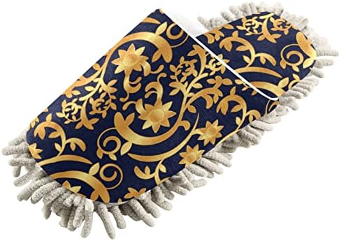 MCHIVER Златни Декоративни Чехли-Парцал с цветен Модел за Миене на подове, Чехли за жени, Забавни Чисти Чехли-Парцал за Подаръци