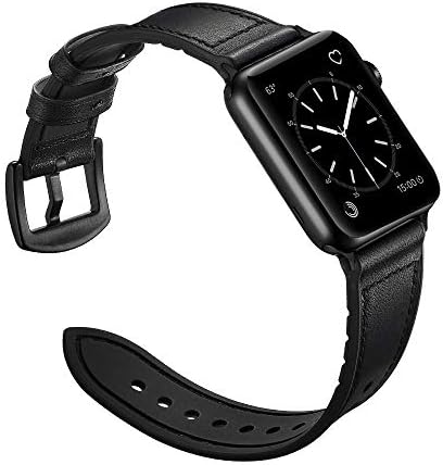 OUHENG е Съвместим с каишка на Apple Watch, водоустойчив Хибриден каишка от естествена кожа и гума 49 мм 45 мм 44 мм 42 мм Кафяво