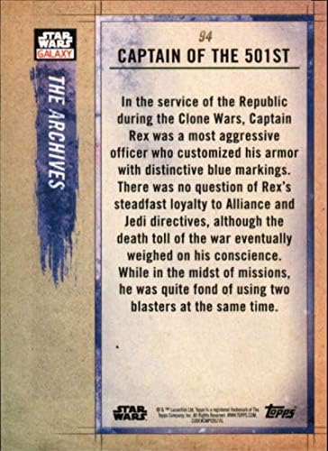 2018 Начело Star Wars Galaxy 94 Капитан 501-ви ранг Капитан Рекс Официалната Неспортивная търговска картичка в NM или по-добро