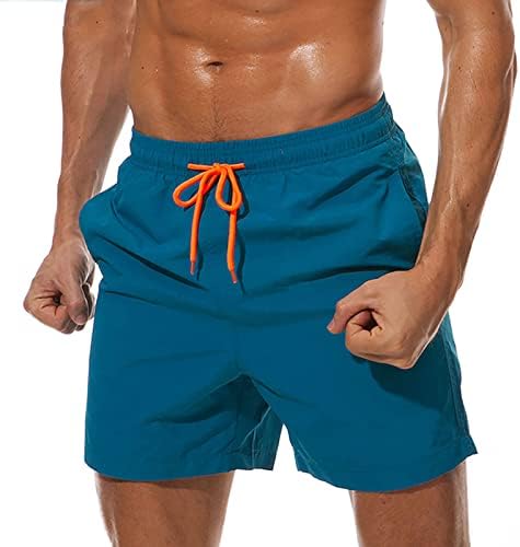 Мъжки бански, бързо съхнещи мъжки плажни шорти за плуване с джобове с цип и мрежа за гмуркане