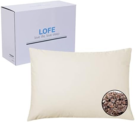 Възглавница от органичен елда LOFE за съня - Стандартен размер 20 х 26, регулируема височина, Дишаща за хладен сън, Шейная подкрепа