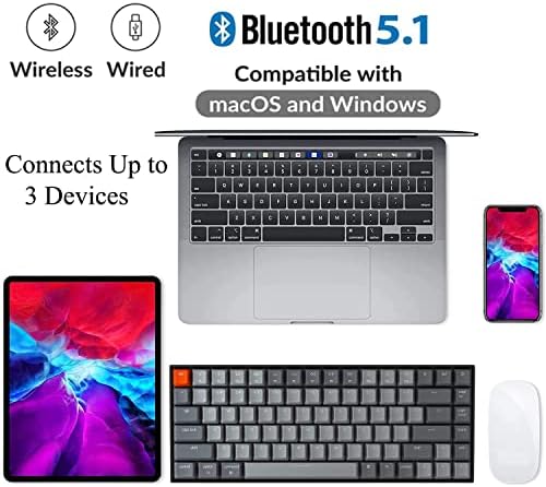 Детска ръчна клавиатура Keychron K2 Версия 2 Безжичен/ Жичен, Компактна подредба 75%, 84 клавишите Bluetooth клавиатура с RGB подсветка,