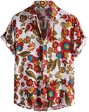 Хавайска Риза за Мъжете, Лятна Мъжки Ежедневни Риза с Къс Ръкав и Цветен Модел, Мъжки Ризи