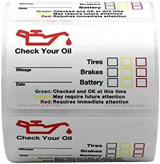 Етикети за смяна на масла, гуми, спирачки и акумулатори за Сервизи с логото на Check Oil Stock, Печат Indy Print 2 tb капацитет,