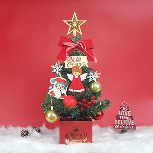 Мини-Настолна Коледно дърво Красива луксозна изкуствена коледна украса с устойчиво на основание, което отрежда ви усещане за Коледа