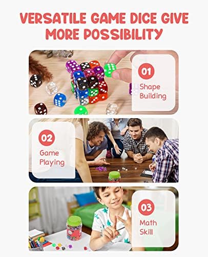 JoyCat 100/16 мм и 6-Страничен Набор от Стандартни Кубчета Зарове Игри за Деца за Настолни Игри Математически Кубчета за Клас с