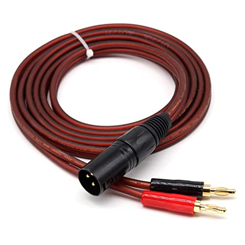 Акустичен кабел QONIA XLR-Банан, аудио кабел с XLR 3-контактна розетка и два конектори тип Банан, Позлатени 4-мм щекер за XLR3 Pro