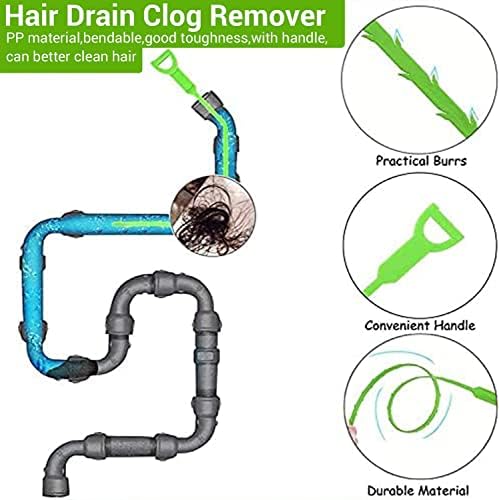 Инструмент за премахване на засоров от 6 коса, 24-инчов Пречиствател за източване, Пръчки за премахване на засоров от косата, Инструмент