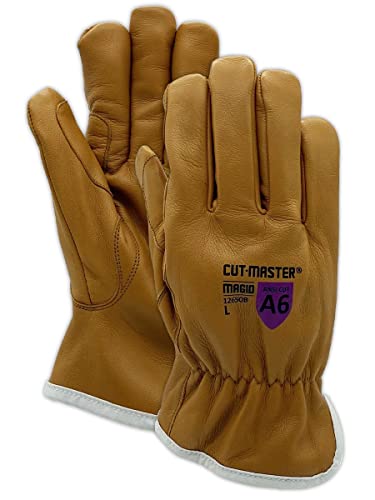 Ръкавици за шофьори MAGID CutMaster от кожа с параарамидной подплата и ниво на маслоблока A6, Размер 9 / L (1 чифт) (1265OBL-1)