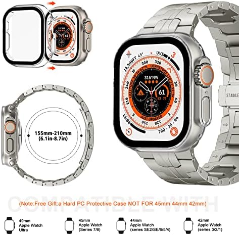 Помощен каишка от неръждаема стомана, съвместим с Apple Watch 49 мм 45 мм 44 мм 42 мм титанова каишка цвят за мъже с цип на два