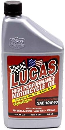 Lucas Oil 10710 Мощното полусинтетичен Мотоциклетное масло SAE 10W-40 - 1 Литър (опаковка от 6 броя)