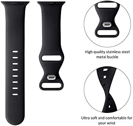 Въжета, съвместими с Apple Watch 38 мм 40 мм 41 мм 42 мм 44 мм 45 мм, 5 опаковки от Подмяна на меки силиконови спортни ленти за