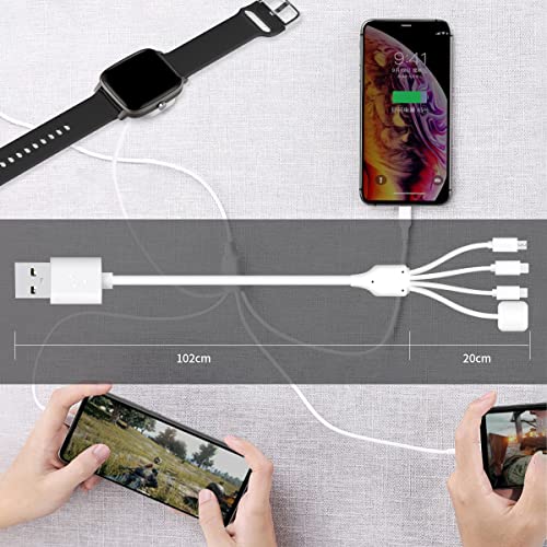 Кабел за зарядно устройство 4 в 1, който е съвместим с Apple Watch iPhone, iPad, Магнитно зарядно устройство iWatch, кабел за зареждане