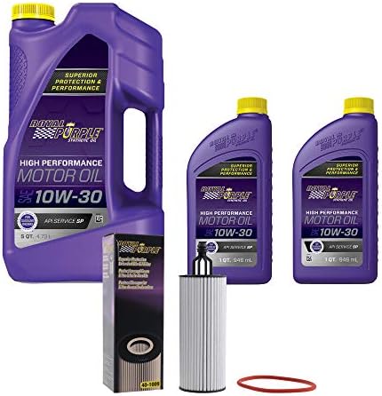 Синтетично моторно масло Royal Purple SAE 10W-30 – 7 литра и маслен филтър премиум-класа с удължен живот на 40-1009