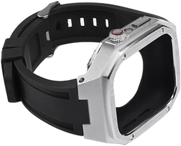 Комплект модификация KAVJU Силиконов каучук + метален калъф за Apple Watch band 45 мм 40 мм 41 мм 44 мм Каишка за часовник iWacth