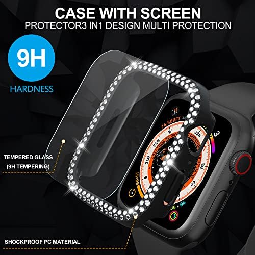 Suoman 4-Pack за Apple Watch 41 мм защитен калъф с диаманти на екрана серия 8/7, за iWatch 41 мм Ультратонкое закалено стъкло +