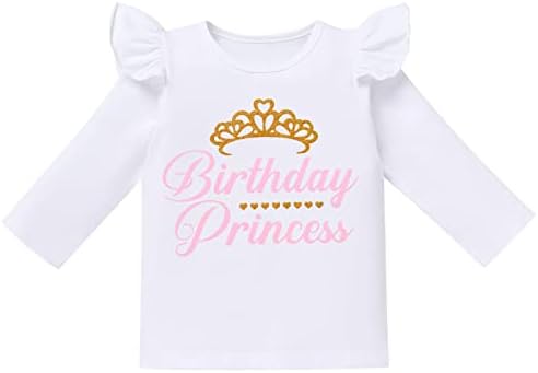 IMEKIS/ Облекло Принцеси за момичета за Рожден Ден, Риза + Панталон-пакет + Короната, Празнична торта за Децата, Есенно-Зимни Дрехи