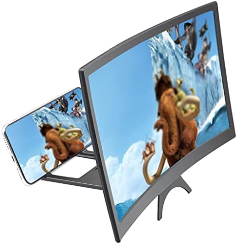 GRETD 12-инчов мобилен телефон с извит екран, усилвател, 3D видео, увеличително стъкло за мобилен телефон, скоба, сгъваем държач