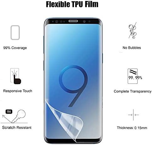 UZWZW [3 опаковки] е Съвместим с предпазно фолио Samsung Galaxy S9 (не стъклени), еластична мека филм TPU, съвместима с отпечатъци