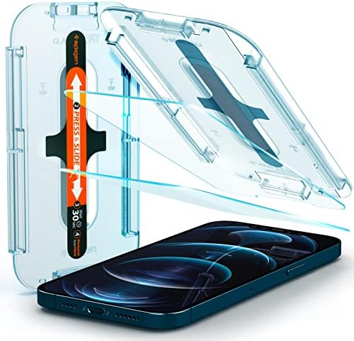 Защитно фолио от закалено стъкло Spigen [GlasTR EZ FIT] 2 опаковки и тънък калъф за iPhone 12 Pro Max (2020 г.)