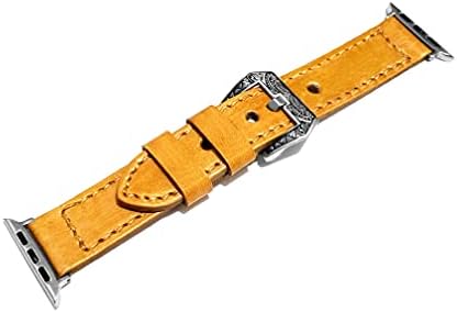 Каишка от матирана естествена кожа NICKSTON Gold е Съвместим с Apple Watch Ultra 8 7 6 SE 5 4 3 2 1 Series 38 мм 40 мм 41 мм 42