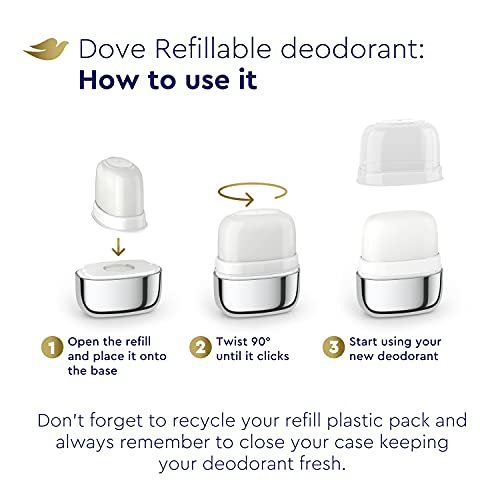 Стартов комплект за дезодорант Dove за еднократна употреба, дезодорант без съдържание на алуминий 0%, чувствителен към алуминий,